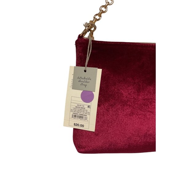 Nwt Burgundy Velvet Purse W/ Gold Chain Detachable Strap By A New Day - Picture 3 of 4